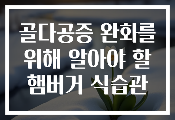 골다공증 완화를 위해 알아야 할 햄버거 식습관