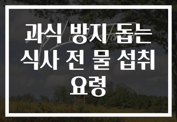과식 방지 돕는 식사 전 물 섭취 요령