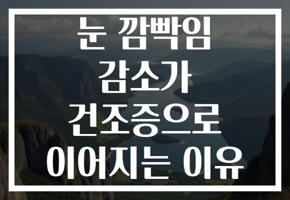 눈 깜빡임 감소가 건조증으로 이어지는 이유