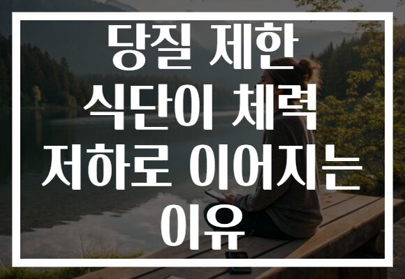당질 제한 식단이 체력 저하로 이어지는 이유