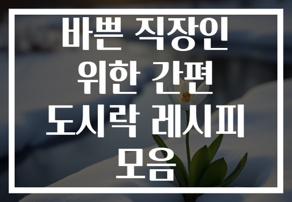 바쁜 직장인 위한 간편 도시락 레시피 모음