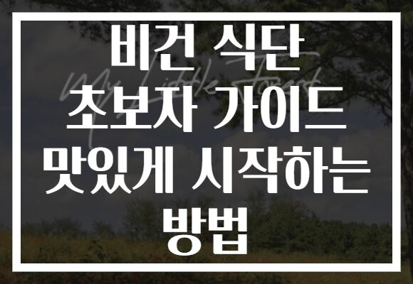 비건 식단 초보자 가이드 맛있게 시작하는 방법