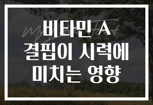 비타민 A 결핍이 시력에 미치는 영향