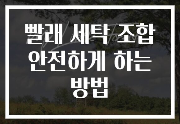 빨래 세탁 조합 안전하게 하는 방법