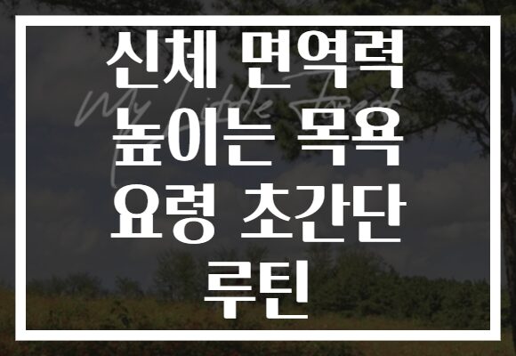신체 면역력 높이는 목욕 요령 초간단 루틴