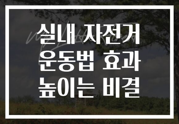 실내 자전거 운동법 효과 높이는 비결