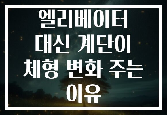 엘리베이터 대신 계단이 체형 변화 주는 이유