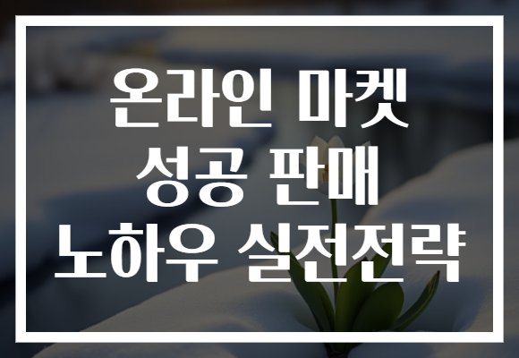온라인 마켓 성공 판매 노하우 실전전략