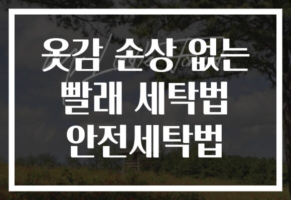 옷감 손상 없는 빨래 세탁법 안전세탁법