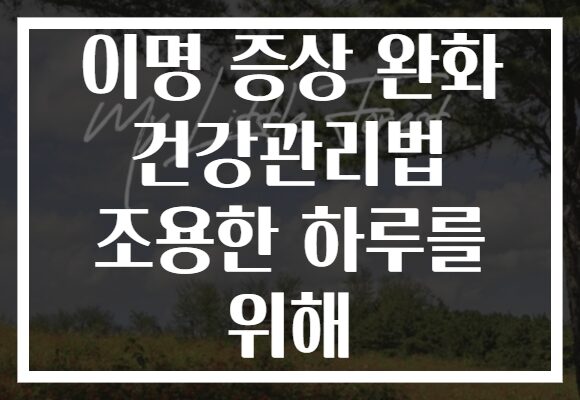 이명 증상 완화 건강관리법 조용한 하루를 위해