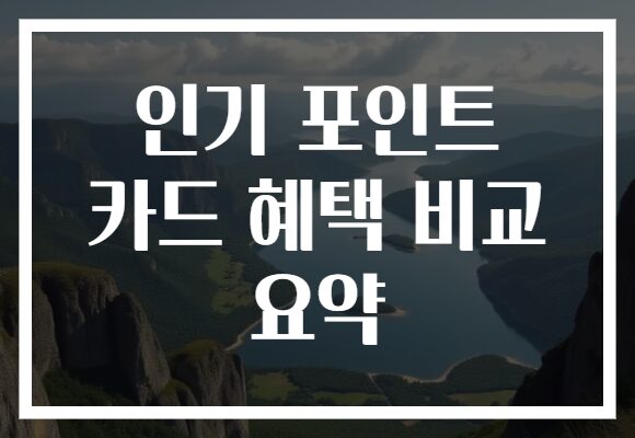 인기 포인트 카드 혜택 비교 요약
