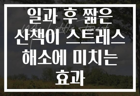 일과 후 짧은 산책이 스트레스 해소에 미치는 효과