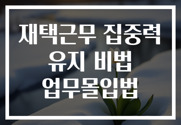 재택근무 집중력 유지 비법 업무몰입법