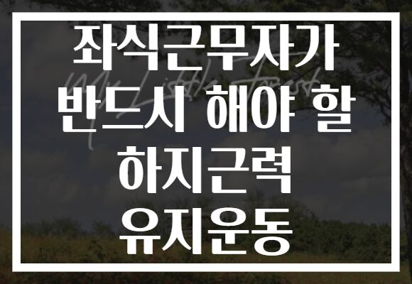 좌식근무자가 반드시 해야 할 하지근력 유지운동
