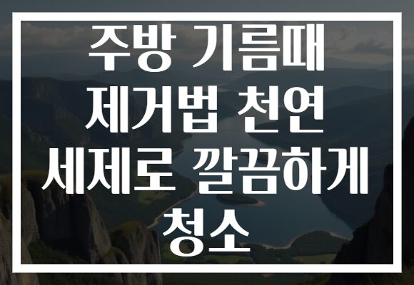 주방 기름때 제거법 천연 세제로 깔끔하게 청소