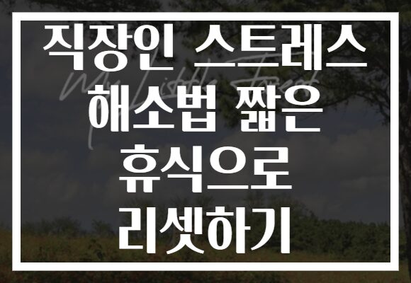 직장인 스트레스 해소법 짧은 휴식으로 리셋하기