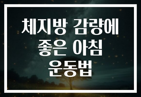 체지방 감량에 좋은 아침 운동법