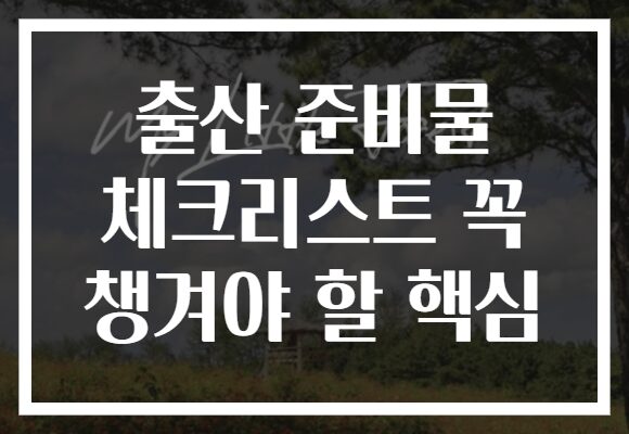 출산 준비물 체크리스트 꼭 챙겨야 할 핵심