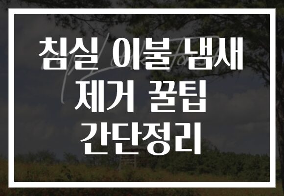 침실 이불 냄새 제거 꿀팁 간단정리