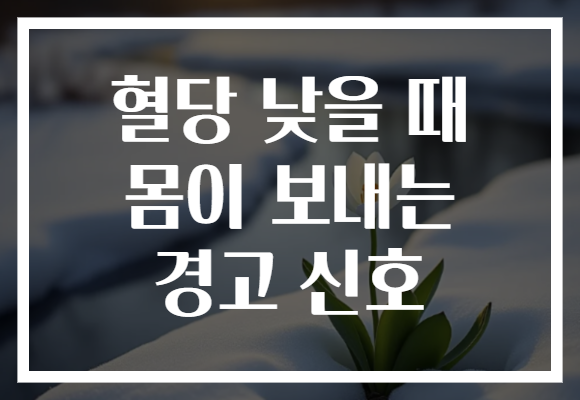 혈당 낮을 때 몸이 보내는 경고 신호