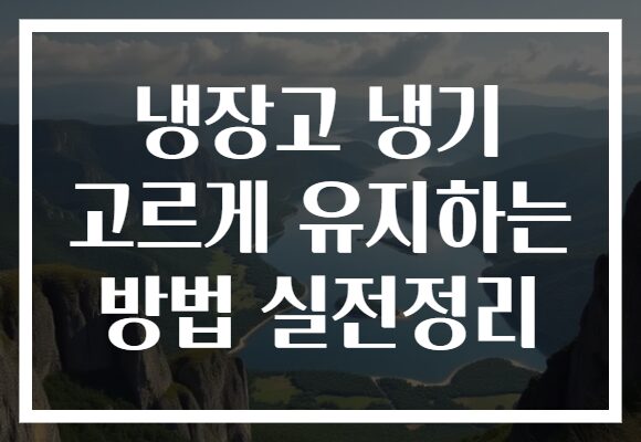 냉장고 냉기 고르게 유지하는 방법 실전정리