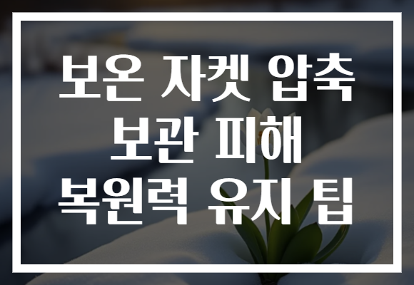 보온 자켓 압축 보관 피해 복원력 유지 팁