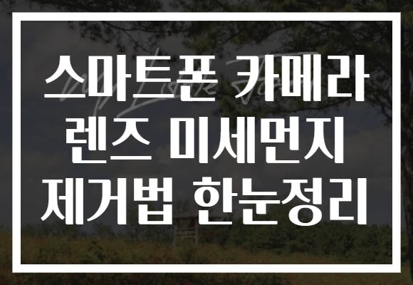 스마트폰 카메라 렌즈 미세먼지 제거법 한눈정리