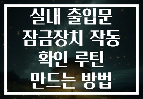 실내 출입문 잠금장치 작동 확인 루틴 만드는 방법