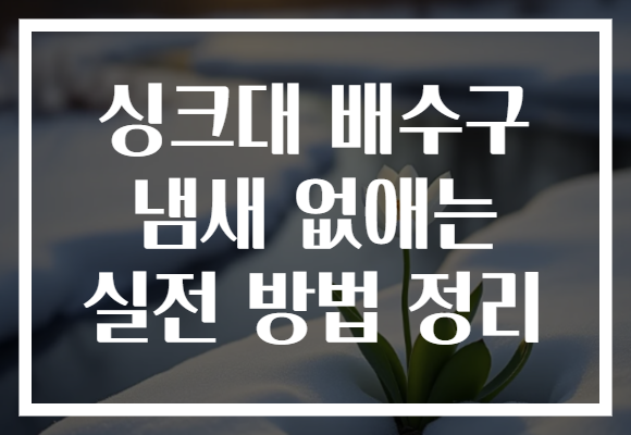 싱크대 배수구 냄새 없애는 실전 방법 정리