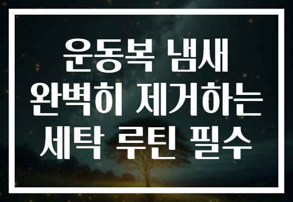 운동복 냄새 완벽히 제거하는 세탁 루틴 필수