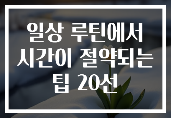 일상 루틴에서 시간이 절약되는 팁 20선