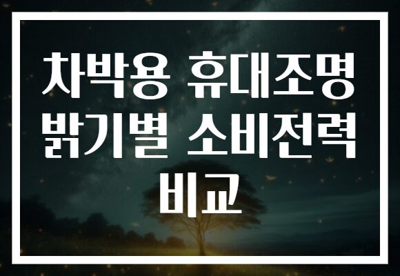 차박용 휴대조명 밝기별 소비전력 비교