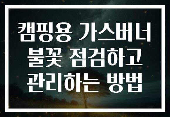 캠핑용 가스버너 불꽃 점검하고 관리하는 방법