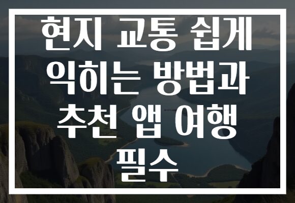 현지 교통 쉽게 익히는 방법과 추천 앱 여행 필수