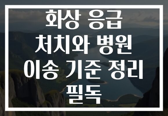 화상 응급 처치와 병원 이송 기준 정리 필독