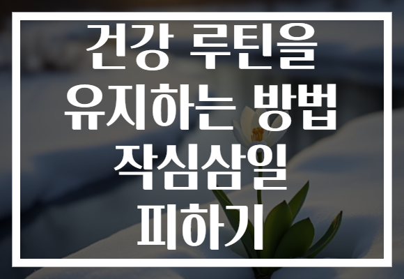 건강 루틴을 유지하는 방법 작심삼일 피하기