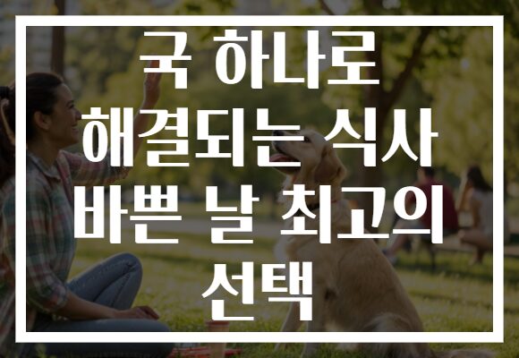 국 하나로 해결되는 식사 바쁜 날 최고의 선택