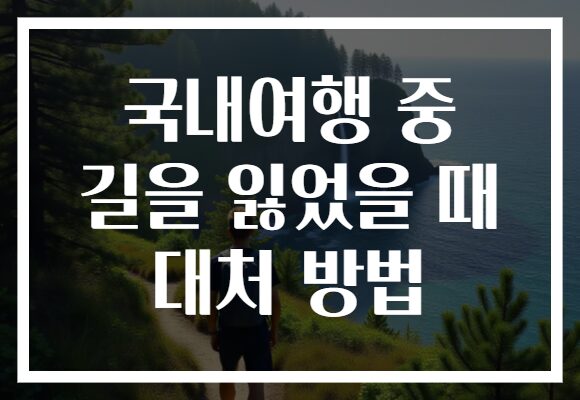 국내여행 중 길을 잃었을 때 대처 방법