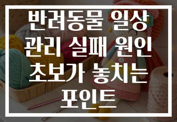반려동물 일상 관리 실패 원인 초보가 놓치는 포인트