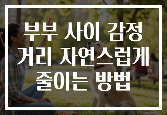 부부 사이 감정 거리 자연스럽게 줄이는 방법