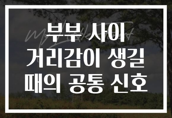 부부 사이 거리감이 생길 때의 공통 신호