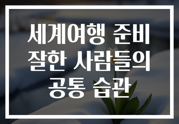 세계여행 준비 잘한 사람들의 공통 습관