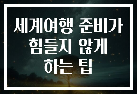 세계여행 준비가 힘들지 않게 하는 팁