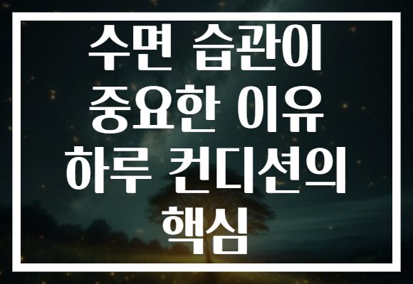 수면 습관이 중요한 이유 하루 컨디션의 핵심