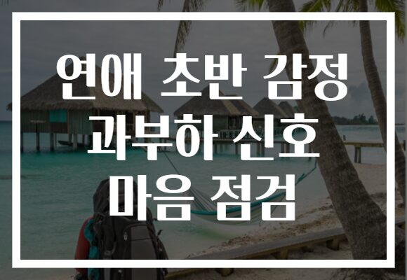 연애 초반 감정 과부하 신호 마음 점검