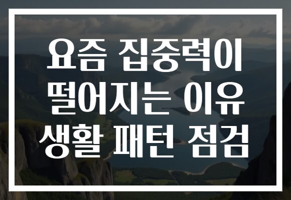 요즘 집중력이 떨어지는 이유 생활 패턴 점검