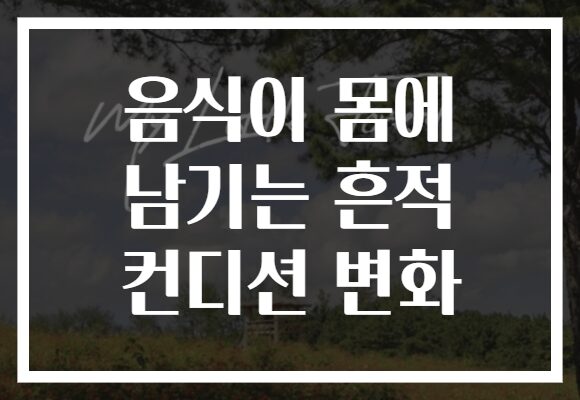 음식이 몸에 남기는 흔적 컨디션 변화