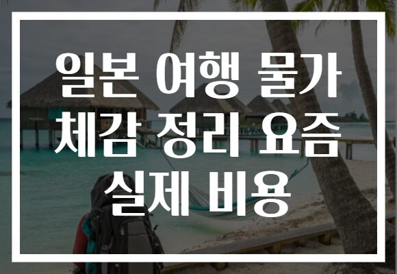 일본 여행 물가 체감 정리 요즘 실제 비용
