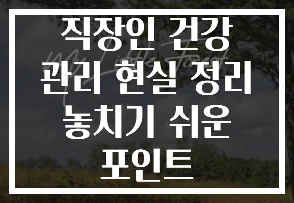 직장인 건강 관리 현실 정리 놓치기 쉬운 포인트