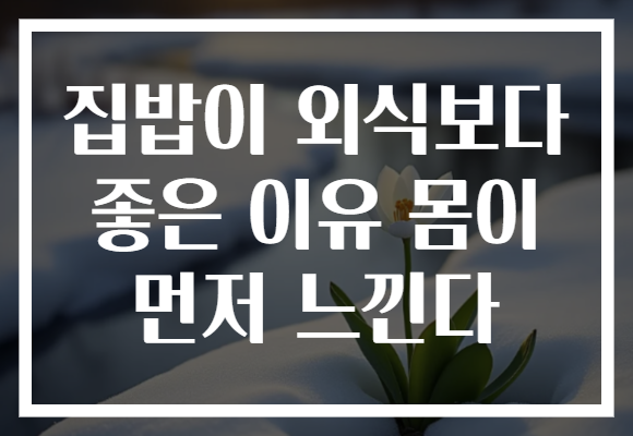 집밥이 외식보다 좋은 이유 몸이 먼저 느낀다